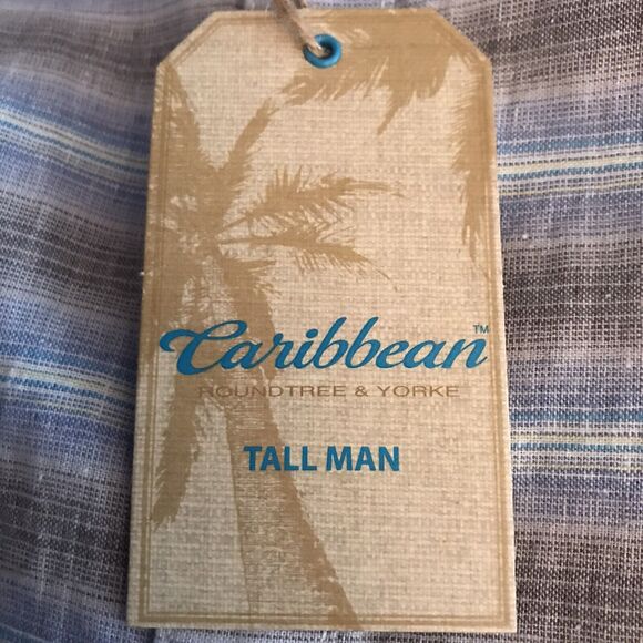 CARIBBEAN Mens Big 2XB Banded Collar Long Sleeve Linen Blend Shirt Tropical $89 - Picture 6 of 6
